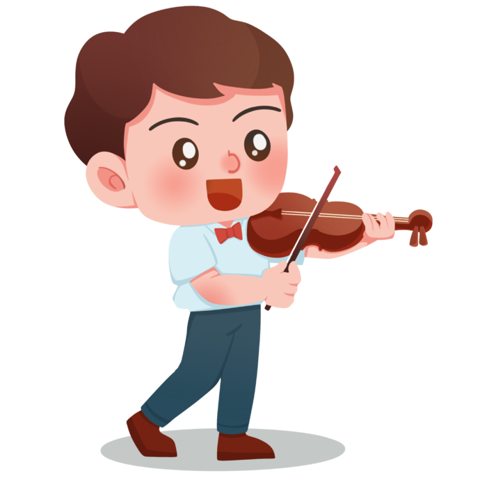 卡通手绘酷拽可爱玩乐器培训人物