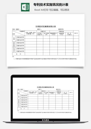 专利技术实施情况统计表excel模板