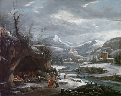 山水人物风景油画图片