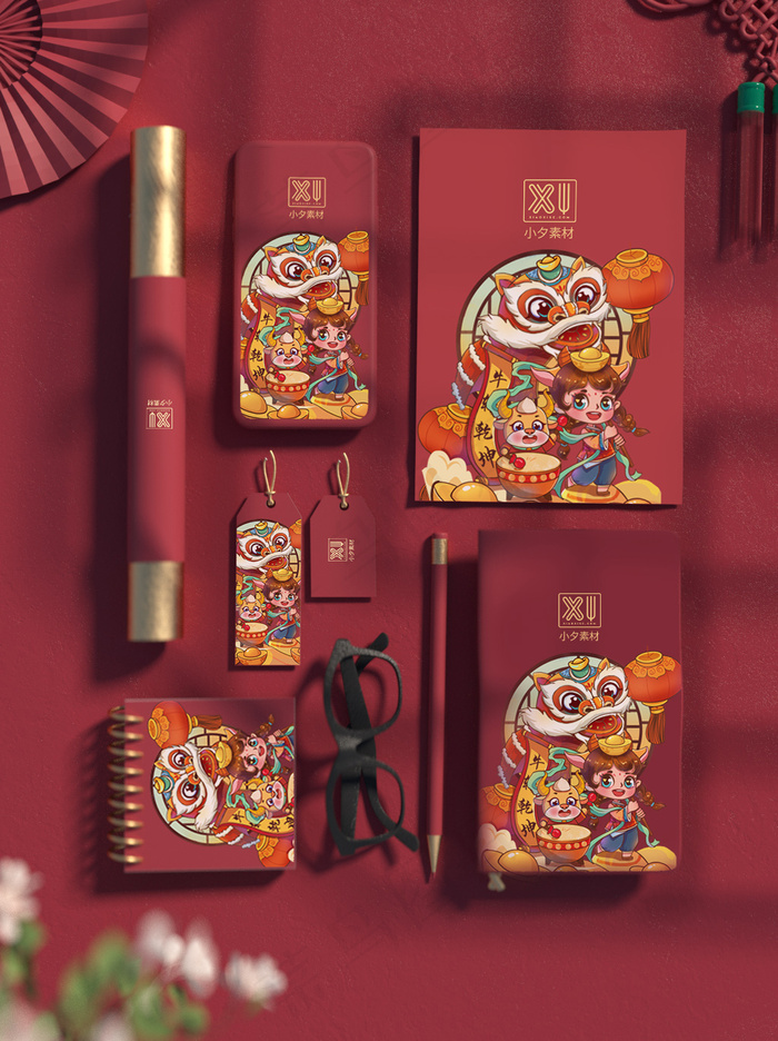 国潮风中式文创包装智能样机