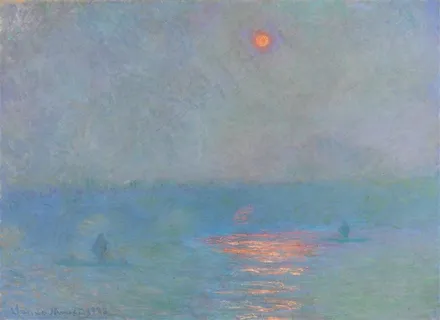 印象派大师莫奈夕阳下的大海风景油画图片 印象派大师莫奈夕阳下的大海风景油画图片