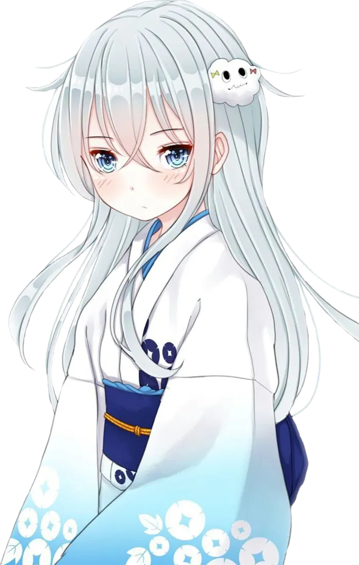 长发古典蓝衣女孩素材