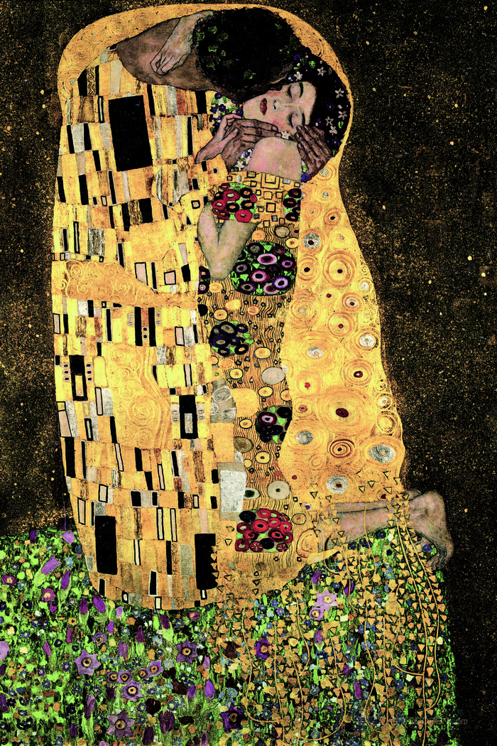 、克里姆特吻高清插画