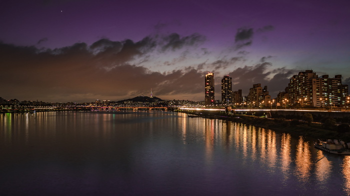 高清唯美城市夜景江边夜景