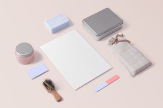 化妆品样机亚麻包指甲锉肥皂发刷名片瓶子信头