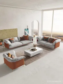 别墅装潢意式轻奢沙发组合家具图片