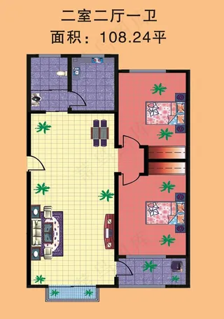 二室二厅户型图