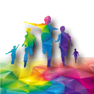 奔跑孩子色块彩色少儿兴趣班素材