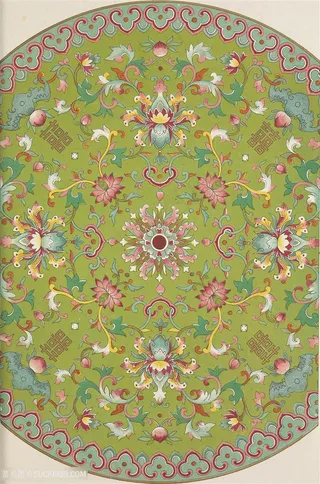 草绿色背景中式传统纹样集锦中国风图片