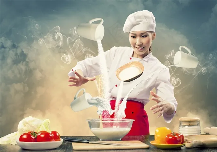 精心制作美食的厨师高清图片