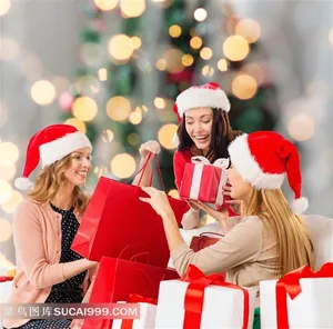 圣诞节开心购物的美女高清图片