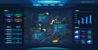 深色科技感酷炫可视化数据大屏仪表盘驾驶舱UI界面PSD模板素材