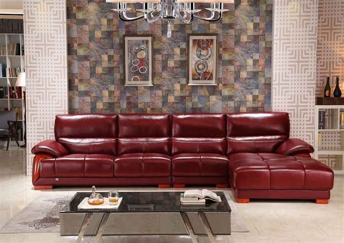 红色客厅沙发茶几