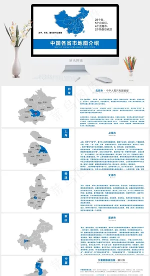 中国地图矢量简介动态PPT模板