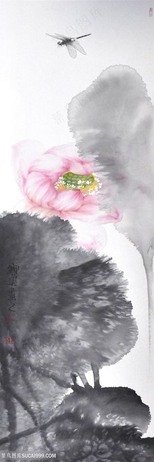 水墨莲花高清装饰画
