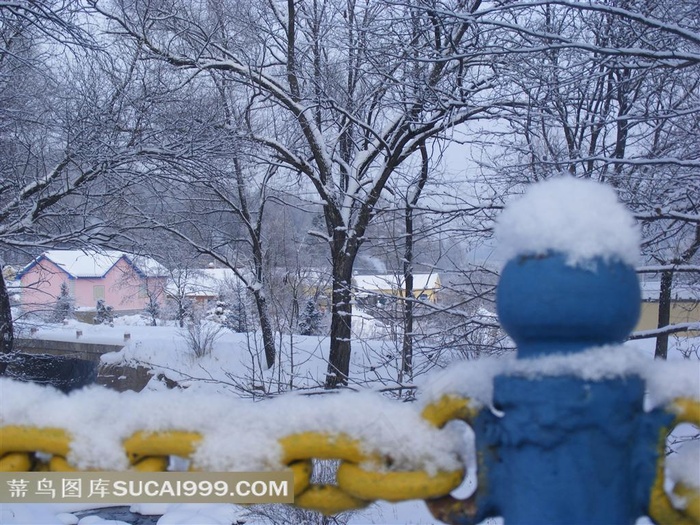 铁锁链雪花摄影图片