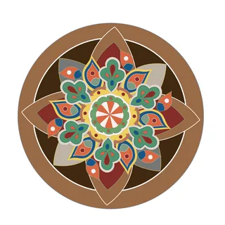 复古中式国潮风敦煌花纹装饰图案花卉藻井肌理圆形边框素材