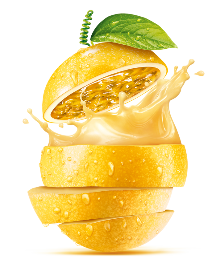 黄色带叶子的百香果