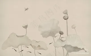 禅意莲花中式装饰画