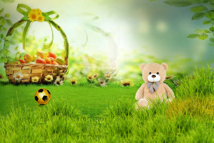 简约现代可爱绿色草原背景psd模版下载