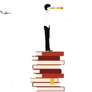 书本人物望远镜学习卡通少儿兴趣班