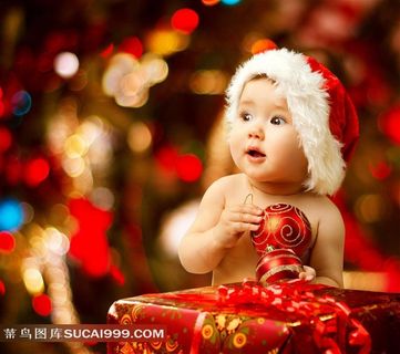 可爱圣诞宝宝高清摄影图片