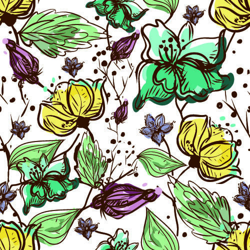 花卉唯美手绘花朵面料纹理手机壳布料面料印花服装矢量图案素材