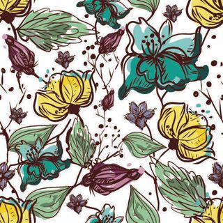 花卉唯美手绘花朵面料纹理手机壳布料面料印花服装矢量图案素材