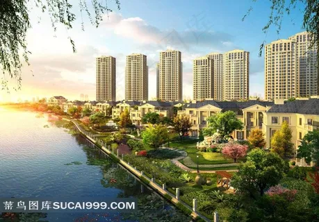 沿河法式别墅&高层效果图