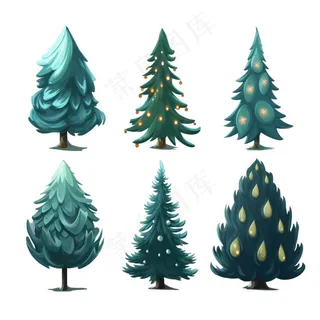 树木绿树卡通插画免抠