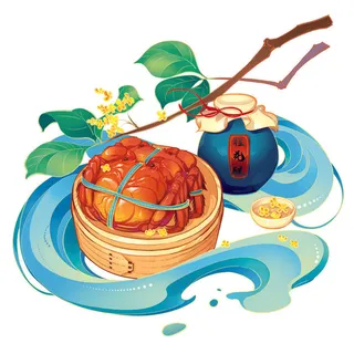 中秋节大闸蟹桂花酒素材
