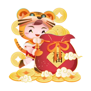 2022虎年新年灯笼鞭炮福袋