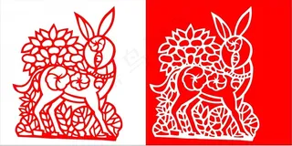 剪纸兔卡通素材图片