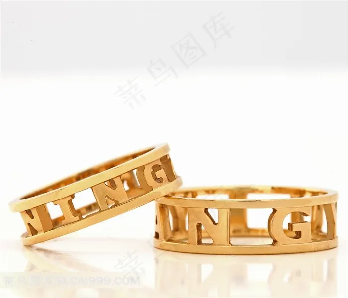 情人婚庆素材字母黄金戒指