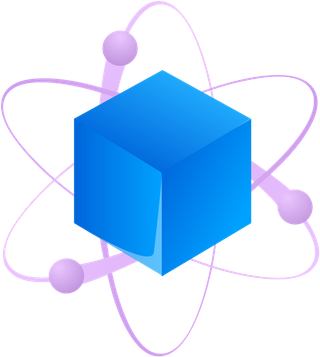 蓝色立方体原子运动轨迹科技kv主视觉素材