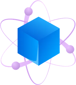 蓝色立方体原子运动轨迹科技kv主视觉素材