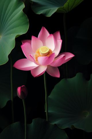 莲花光影暗黑摄影图