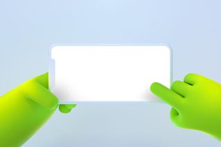 绿色手持苹果手机点击插画展示样机