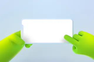 绿色手持苹果手机点击插画展示样机