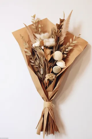 干花花束牛皮纸摄影图