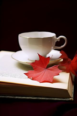 书本树叶秋叶红色简约背景