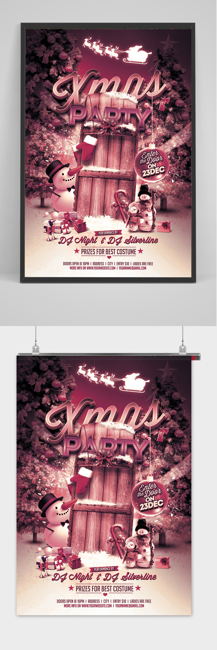 时尚简约创意圣诞节活动促销海报