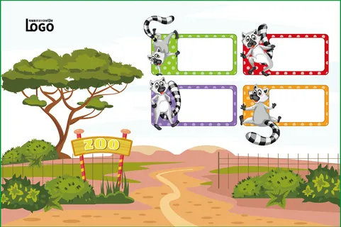 动物世界卡通不干胶标签贴纸