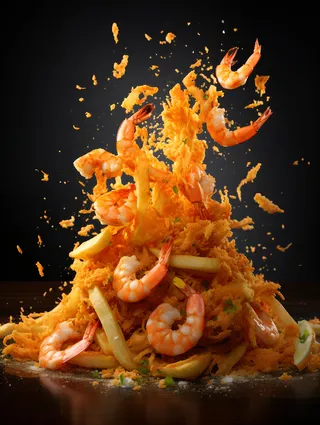 炸虾食品爆炸创意夏季摄影图
