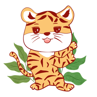 卡通小老虎PNG免抠插画素材可爱动物老虎插画贴图PNG免抠设计素材