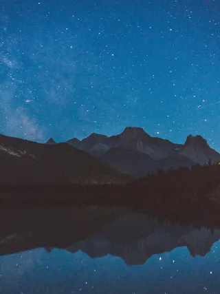湖泊倒影宁静夜景图片