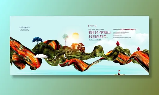 中式房地产海报展板PSD模板