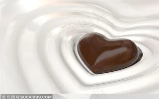 巧克力桌面壁纸-牛奶上的爱心巧克力