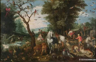 动物园森林美景油画