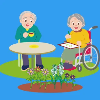 老伴老人在一起休闲娱乐